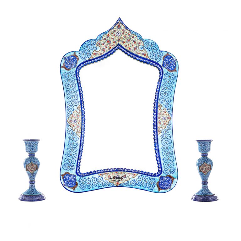آینه شمعدان میناکاری طرح مسجدی _کد 1