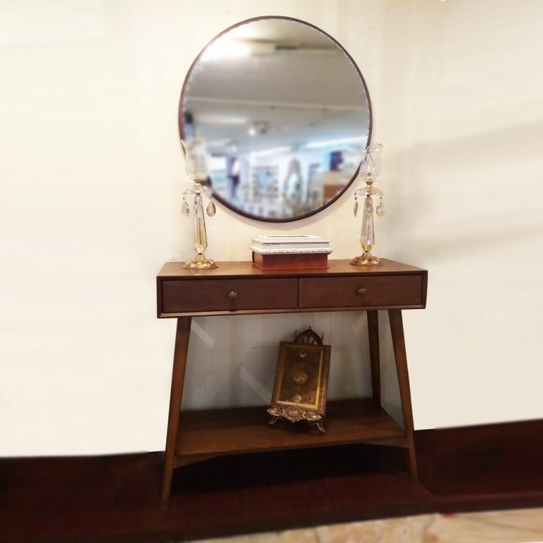 آینه و کنسول قهوه ای مدل سکویا با طبقه – کد 4