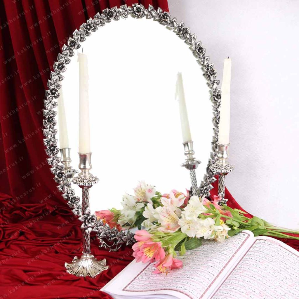 آینه شمعدان مدرن جدید سایز 50 مدل نوشین نقره ای