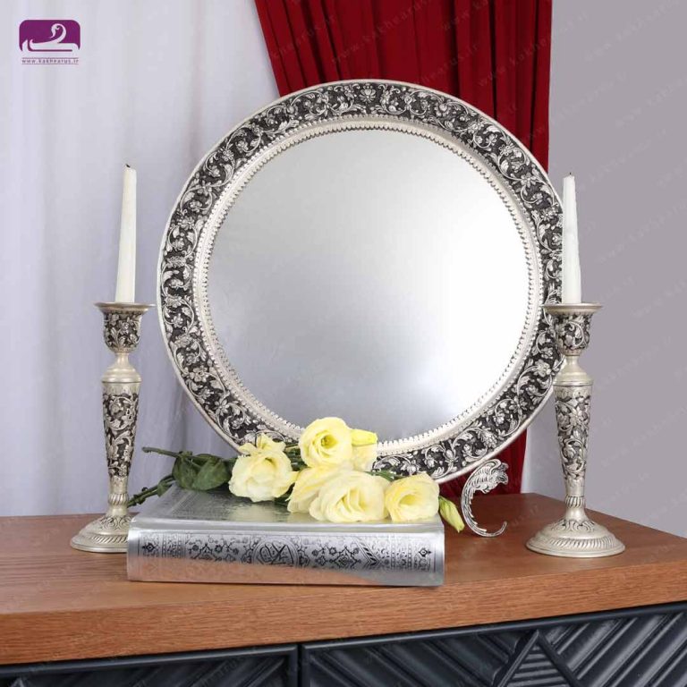آینه شمعدان طرح گل دایره ارغوان 132