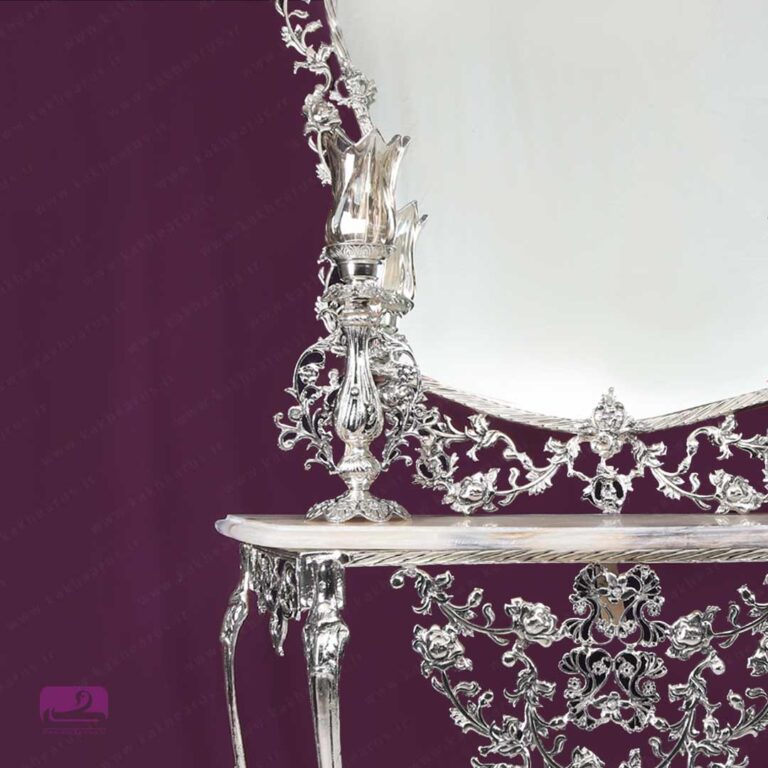 آینه شمعدان سلطنتی برنجی مدل بهزاد- کد 26