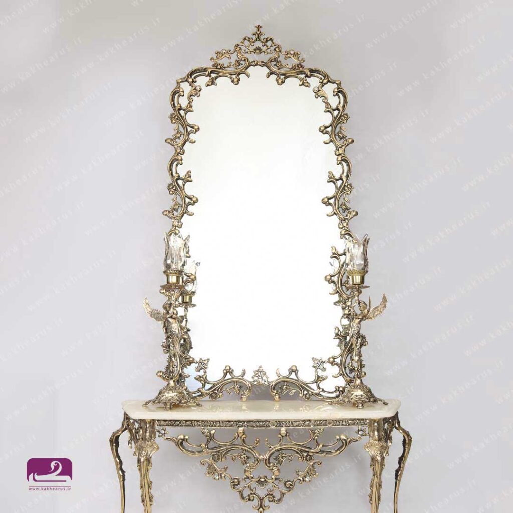 آینه کنسول سلطنتی برنجی مدل کیان – کد 25