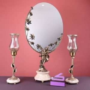 آینه و شمعدان برنزی حضرت آدم و حوا از سری محصولات فروشگاه کاخ عروس