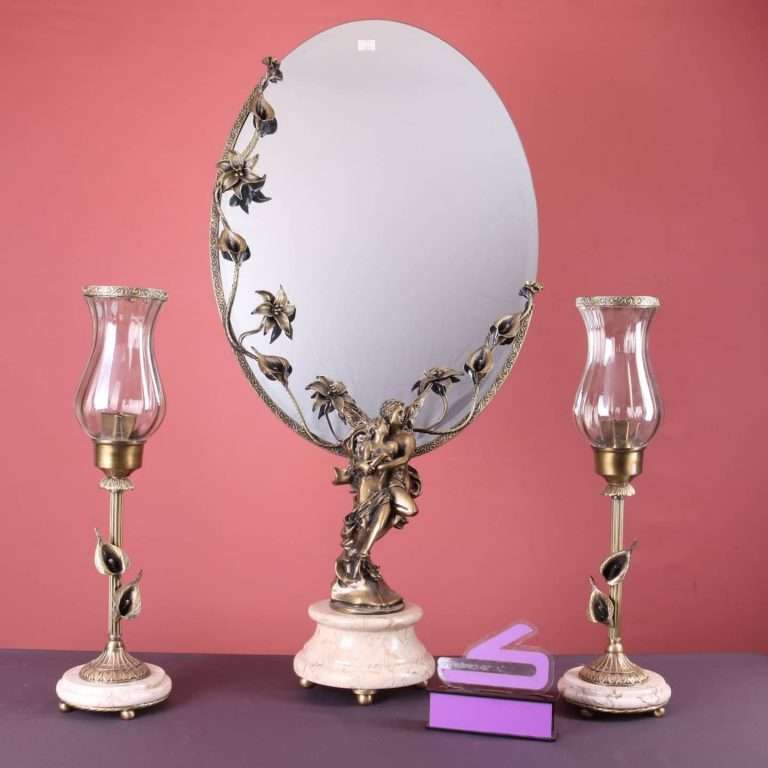 آینه و شمعدان برنزی آدم و حوا آنتیک 213