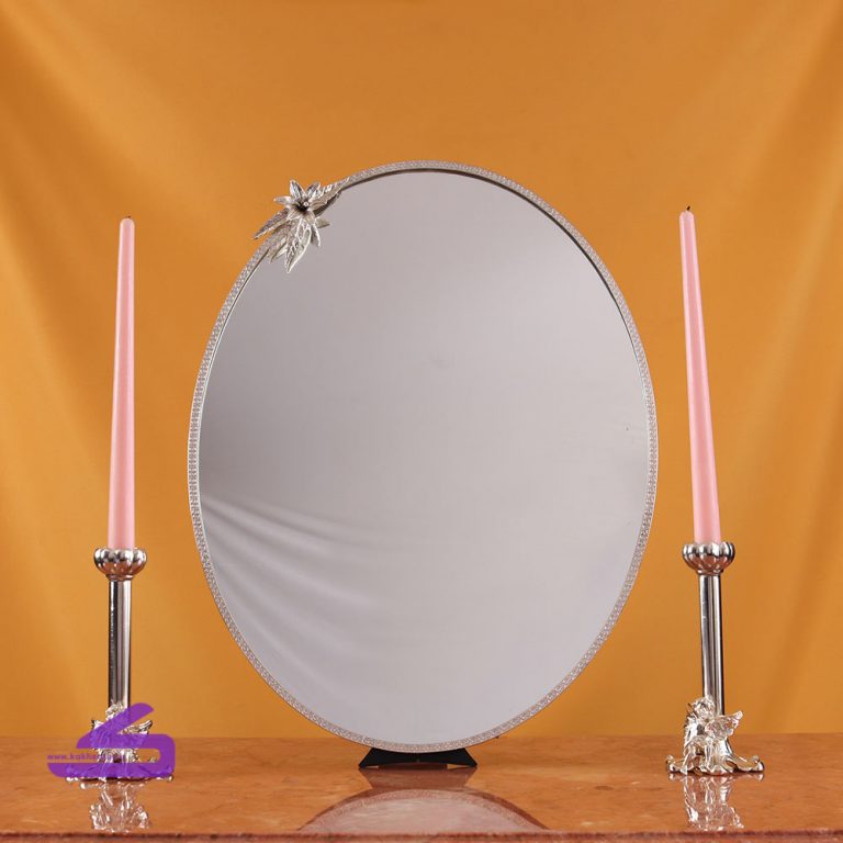 آینه شمعدان ساده طرح نقره مدل آنا