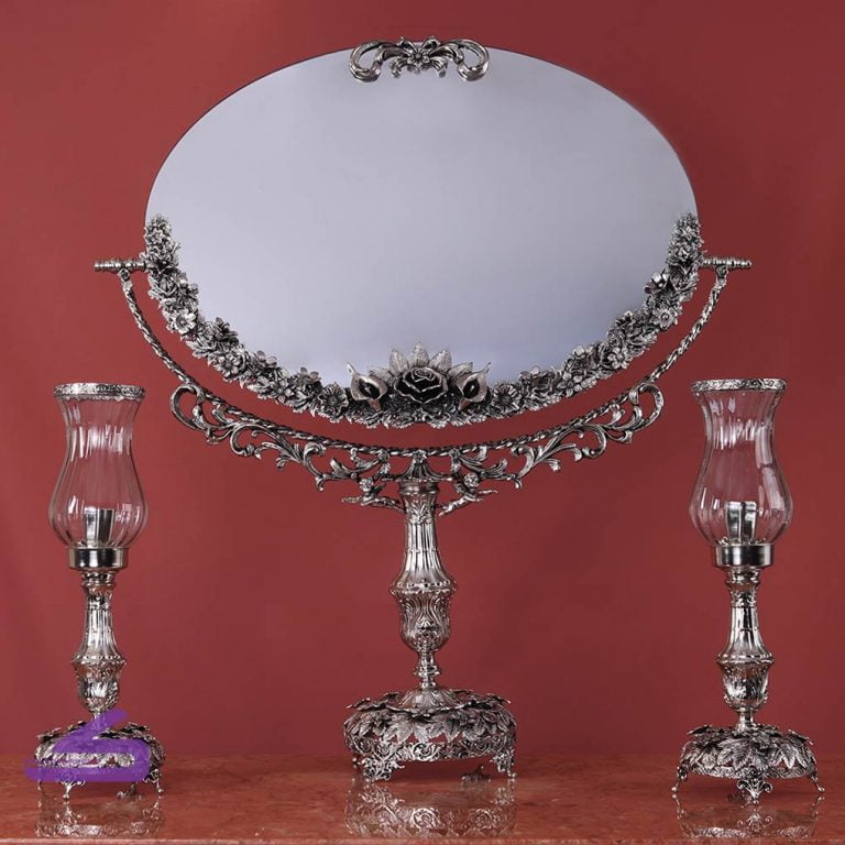 آینه شمعدان نقره ای شهگل 40