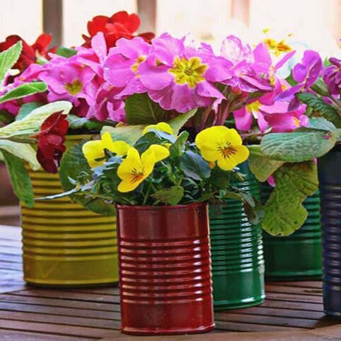 گلدان های دست ساز رنگی با گل مصنوعی