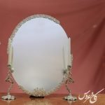 آینه و شمعدان بیضی طرح نقره ۶۰ مدل قرینه گلوریا