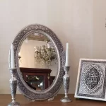 آینه قلمزنی بیضی عروس به همراه قرآن